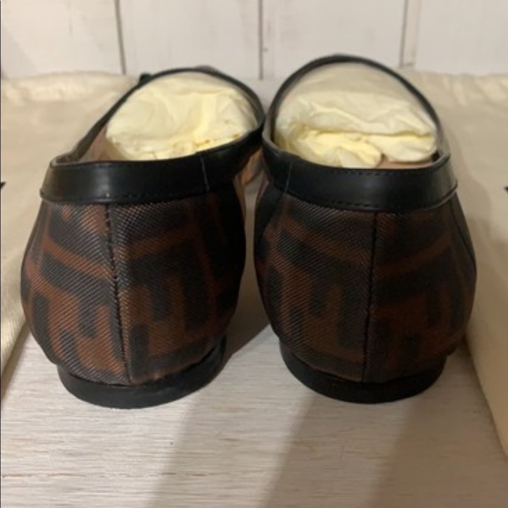 Fendi brown mesh ballerina flats